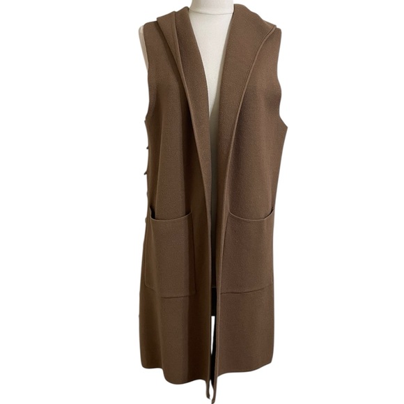 Luii Sweaters - LUII Brown Knit Sleeveless Hoodie Sweater Long Duster Cardi Medium